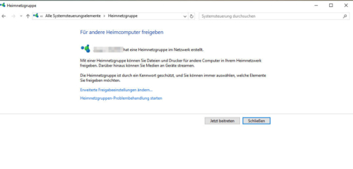 Heimnetzgruppe nach Windows 10 Update