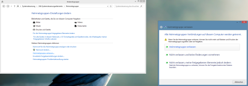 Heimnetzgruppe verlassen unter Windows 8.1