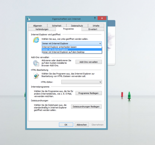 IE Metro App als Standard setzen