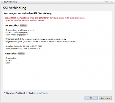 SSL Verbindung mit dem Owncloud Desktopclient