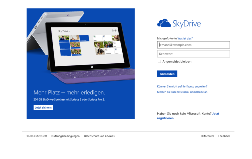 SkyDrive WebLogin