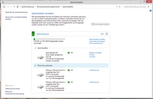 Storage Spaces unter Windows 8