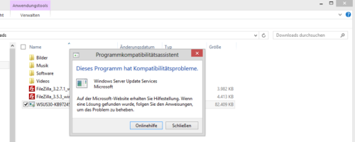 WSUS auf Windows 8 Fehlermeldung