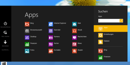 Win8StartButton mit Appauswahl und Suche