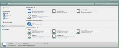 Windows 7 Explorer mit Pure Flat Icons