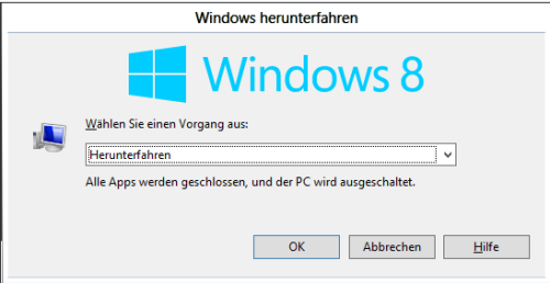 Windows 8 per Shortcut herunterfahren