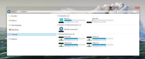 Windows Explorer 8.1 mit Aero und Flat Icons