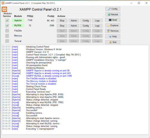XAMPP-Control-Panel-unter-Windows