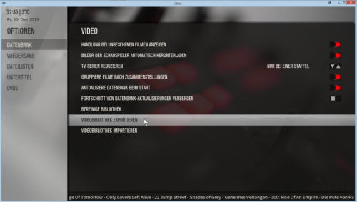 XBMC-Videodatenbank exportieren