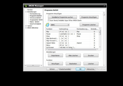 iMON-Manager-mit-XBMC-Fernbedienungsprofil