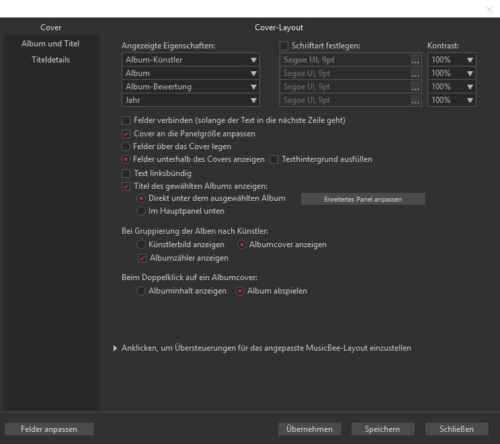 MusicBee-Einstellungen-Hauptpanel